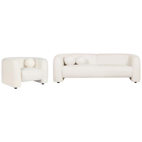 Set Da Salotto 4 Posti Leiren Bouclé Bianco - Foto 8