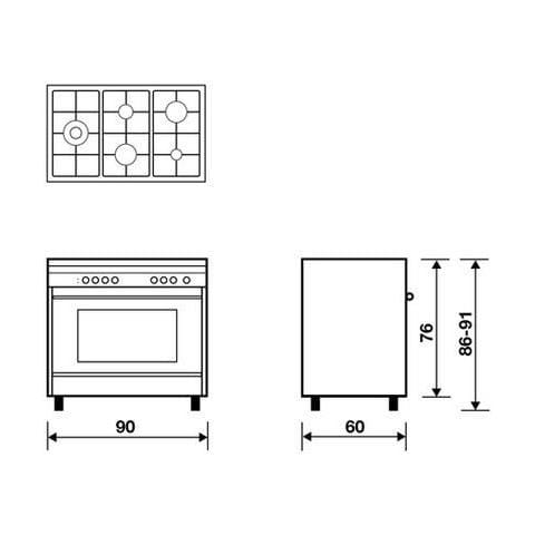 Cucina Elettrica GE960CVBK2 5 Zone Gas Forno Elettrico Multifunzione Catalitico Dimensioni 90 x 64.5 cm Colore Acciaio Inossidabile Serie Ligne Matrix - Foto 4