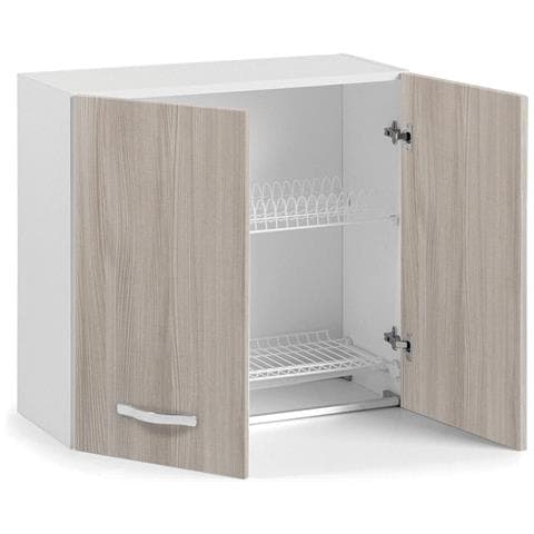 Mobile Pensile Colapiatti Cucina Componibile Raccogli Gocce 80x32xh72 Bianco Olmo - Foto 1