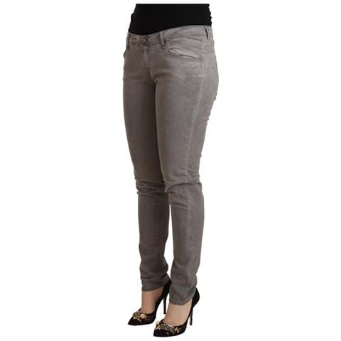 Jeans In Denim Push Up Skinny A Vita Bassa In Cotone Grigio - W32 - Foto 2