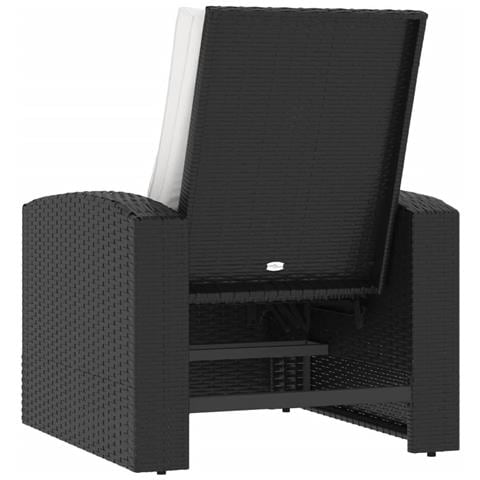 Poltrona Reclinabile da Giardino con Cuscini Polyrattan Nera - Foto 2
