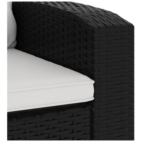 Poltrona Reclinabile da Giardino con Cuscini Polyrattan Nera - Foto 10