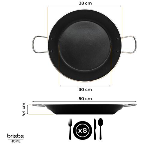 Zafrán Padella Per Paella, Induzione, 38cm, 7-8 Porzioni, Antiaderente Senza Pfoa Nero - Foto 8