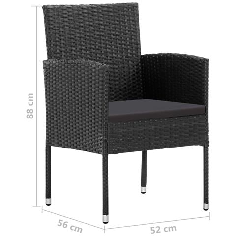 Sedie da Giardino con Cuscini Neri 4 pz Nere in Polyrattan - Foto 2