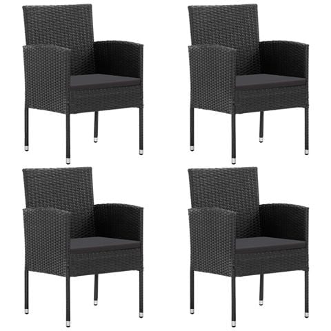 Sedie da Giardino con Cuscini Neri 4 pz Nere in Polyrattan - Foto 1