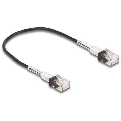 Cavo di rete RJ45 con protezione a doppia curvatura Cat. 6A UTP Slim da 0,3 m nero - Foto 1