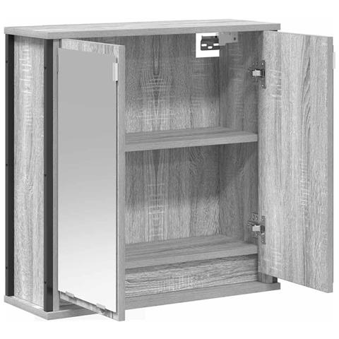 Pensile da Bagno con Specchio Grigio Sonoma 60x21x60 cm - Foto 9