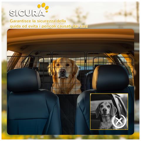 Griglia Divisoria Auto per Cani Universale con Larghezza Regolabile e Pieghevole, 93-150x42cm, Nero - Foto 6