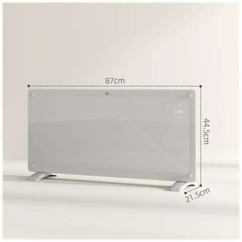 Riscaldatore a Convezione 2000W a Temperatura Regolabile con Telecomando e Timer, 87x21.5x44.5 cm, Bianco - Foto 6