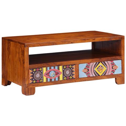 Tavolino Da Salotto 90x50x40 Cm In Legno Massello Di Acacia - Foto 1