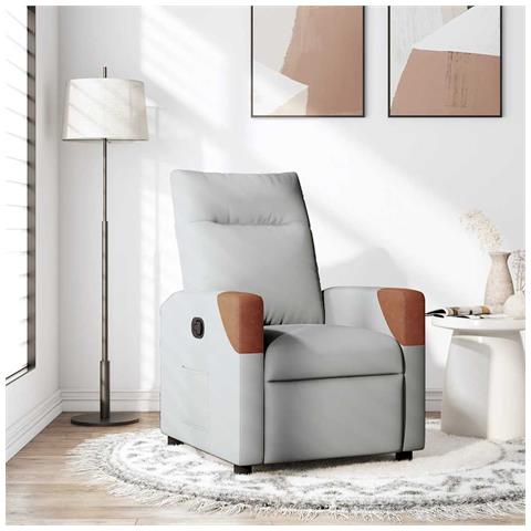 Poltrona Reclinabile In Tessuto Grigio Nuvola - Foto 1