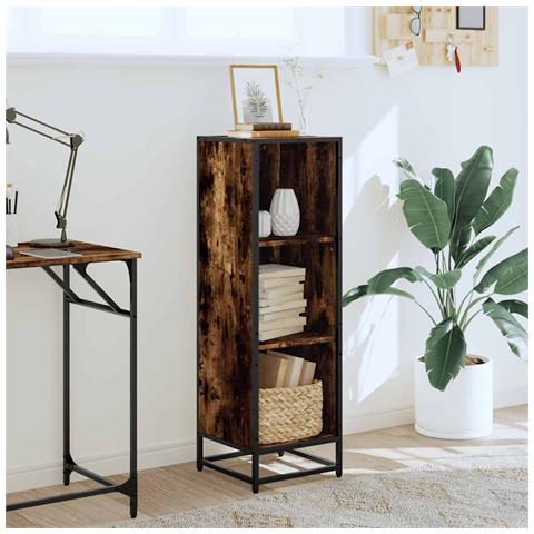 Libreria Rovere Fumo 33,5x33x107,5 Cm In Legno Multistrato - Foto 3