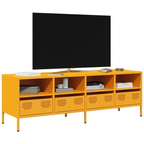 Mobile Tv Giallo Senape 135x39x43,5 Cm In Acciaio - Foto 1