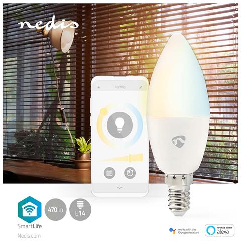 Lampadina Connessa Wi-fi Led 4,9w 470lm E14 In Plastica A Forma Di Candela, Bianco - Foto 2