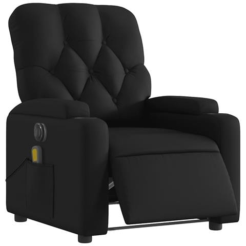 Lusso Casadino -  Poltrona Massaggiante Reclinabile Elettrica Nera In Similpelle - Foto 2