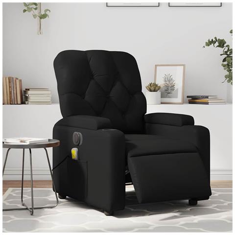 Lusso Casadino -  Poltrona Massaggiante Reclinabile Elettrica Nera In Similpelle - Foto 8