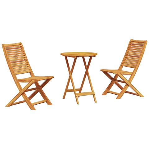 Set Bistro Pieghevole 3 Pezzi in Legno Massello di Acacia di - Foto 1