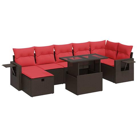 Set Divani da Giardino con Cuscini 8 pz Nero Polyrattan Acacia - Foto 1