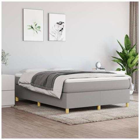 Giroletto a Molle con Materasso Grigio Chiaro 140x200cm Tessuto - Foto 2