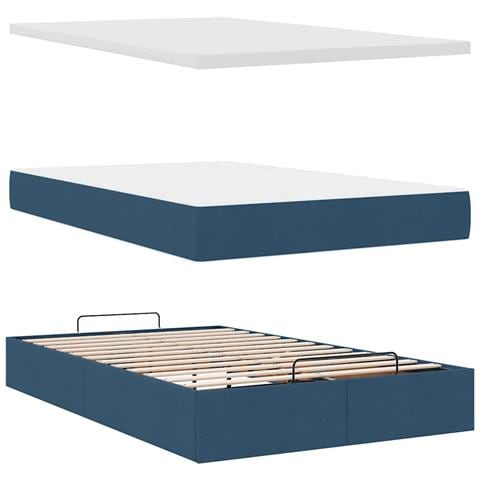 Pouf Letto con Materasso e LED Blu 120x200 cm in Tessuto - Foto 9