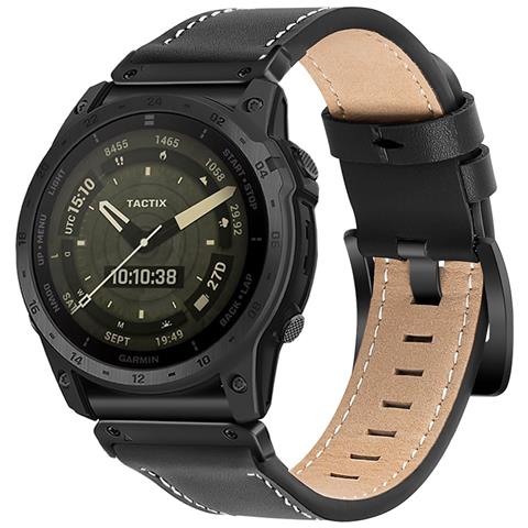 Cinturino In Vera Pelle Stile Retrò Compatibile Con Garmin Fenix 8/fenix 7x /fenix 3 Black 22 Mm - Foto 2