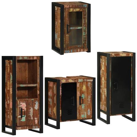 Set di mobili per il bagno 4 pcs Legno massello riciclato - Foto 1