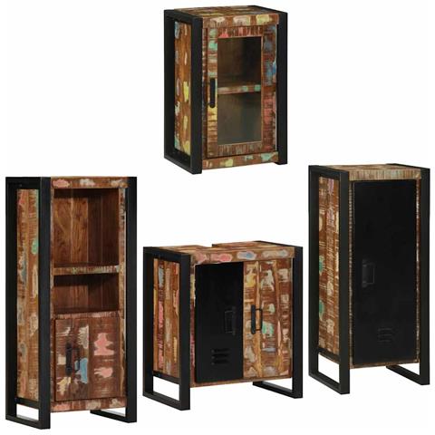 Set di mobili per il bagno 4 pcs Legno massello riciclato - Foto 2
