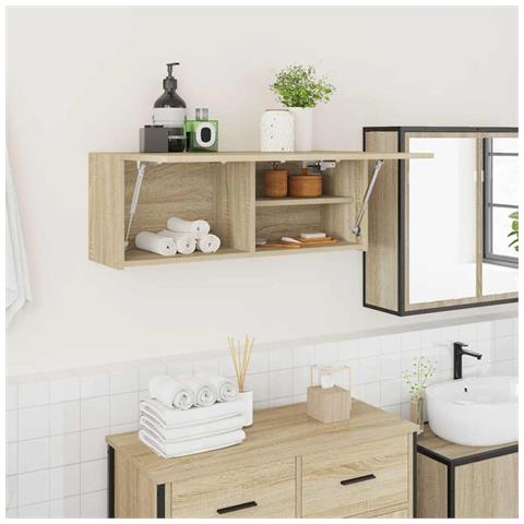 Mobile da Bagno Rovere Sonoma 80x25x30 cm in Legno Multistrato - Foto 2