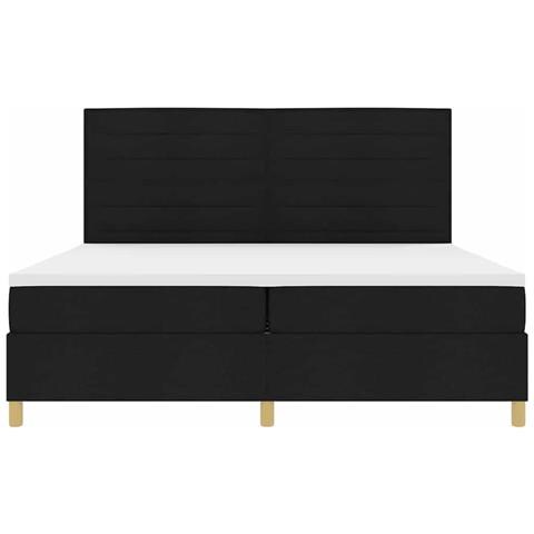 Letto a molle con materasso Nero 200 x 200 cm Tessuto - Foto 9