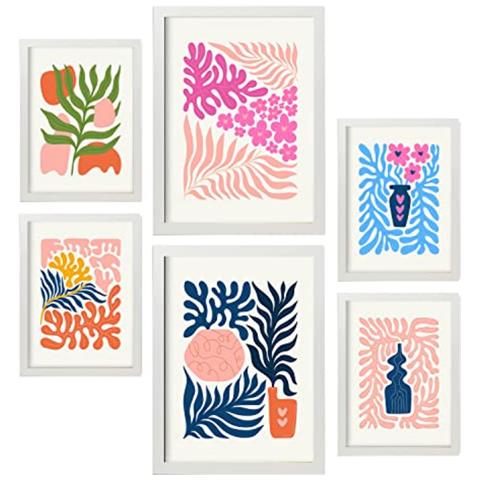 Set Di 6 Stampe Stampe Minimaliste Di Paesaggi E Natura In Stile Floreale Pastello Per L'interior Design A3 & A4 Cornice Bianca - Foto 1