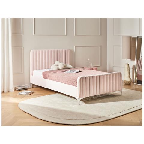 Letto Velluto Lunan 120 X 200 Cm Rosa Pastello - Foto 1