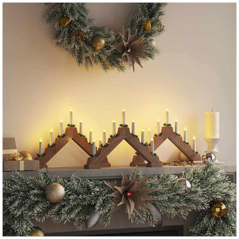 Ponte con Candele di Natale 3 pcs Marrone 39.5 x 5 x 29 cm - Foto 2
