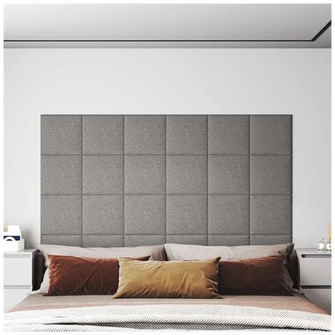 Testiera da Parete 12 pcs Grigio chiaro 30 x 30 cm Tessuto - Foto 2