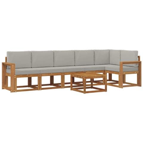 Set di divani da esterno 7 pcs Grigio Naturale e Chiaro - Foto 1