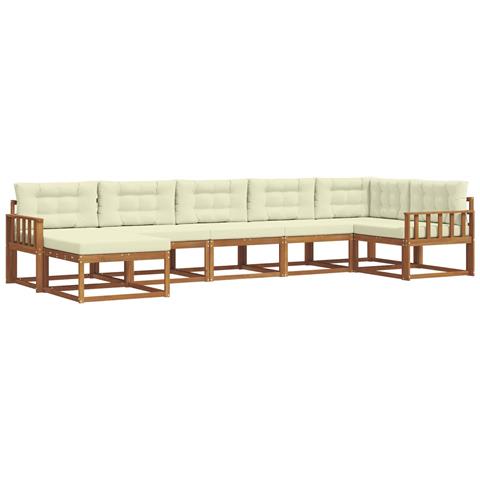 Set di divani da esterno con cuscino 7 pcs Naturale e Crema - Foto 1