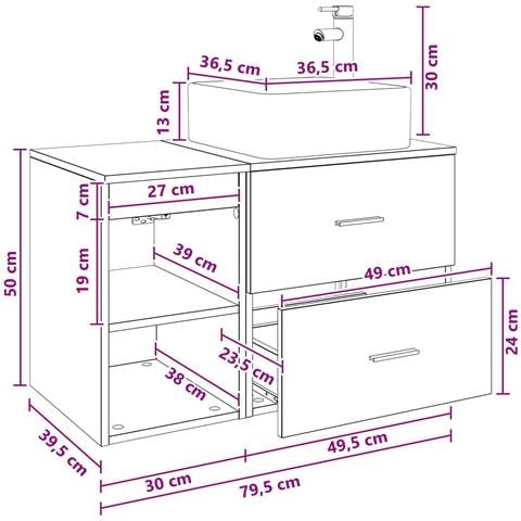 Set di mobili per il bagno 2 pcs Rovere Fumo - Foto 9