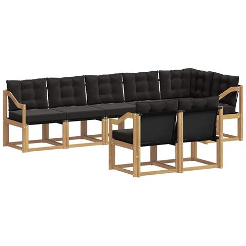 Set di divani da esterno con cuscino 8 pcs Bianco e Nero - Foto 1