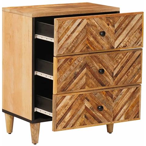 Comodino Marrone 50 x 33 x 60 cm Legno di mango massello - Foto 2