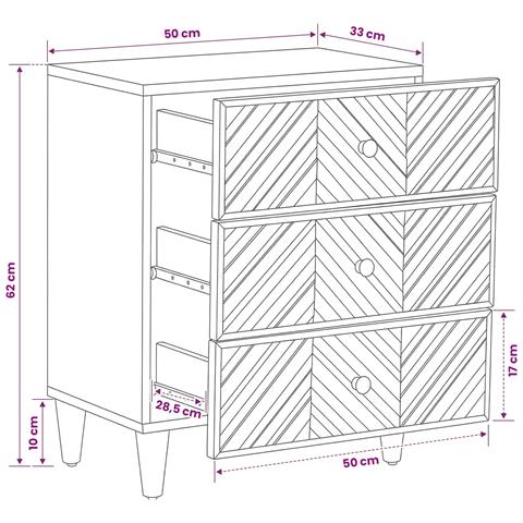 Comodino Marrone 50 x 33 x 60 cm Legno di mango massello - Foto 9
