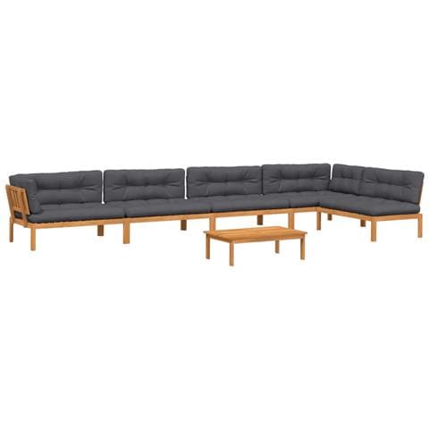 Set Divano Pallet da Giardino 6 pz con Cuscini Massello Acacia - Foto 1