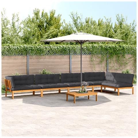 Set Divano Pallet da Giardino 6 pz con Cuscini Massello Acacia - Foto 2