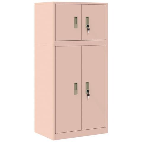 Armadio 2 pz Rosa 60 x 40 x 130 cm Acciaio Bloccabile - Foto 1
