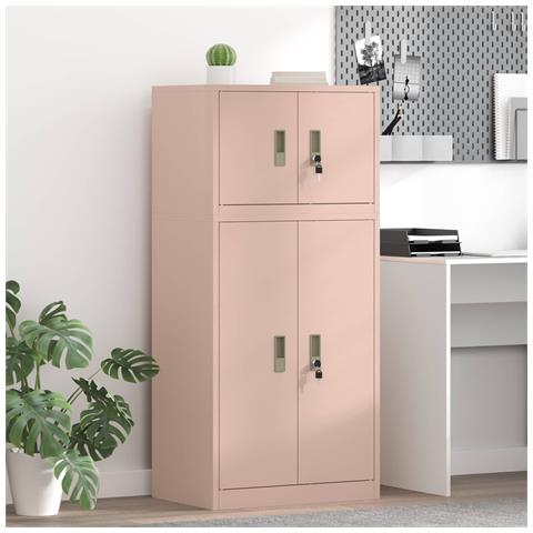 Armadio 2 pz Rosa 60 x 40 x 130 cm Acciaio Bloccabile - Foto 2