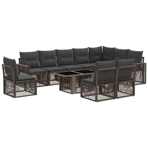 Set Divano da Giardino 11 pz Grigio e Grigio Scuro polyrattan - Foto 1