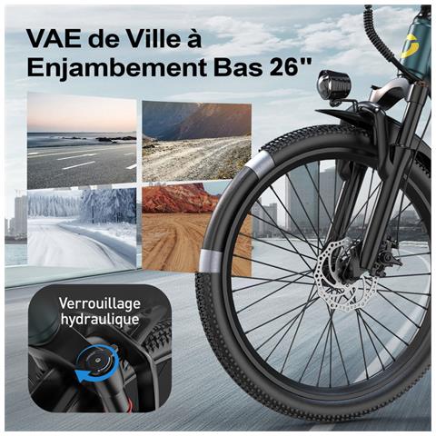 250W Elettrica, Mountain Bike Off-Road da 26 pollici, Batteria al Litio 36V / 10Ah, Velocità Massima 25 km /h, Nera - Foto 7