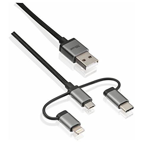 3-in-1 Micro-usb Usb-c Lightning Cable 480mbps 1m - Foto 1