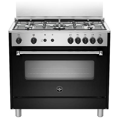 Cucina a Gas AMN965GNEV 5 Fuochi a Gas Forno a Gas Ventilato Classe A+ Dimensioni 90 x 60 cm Colore Nero Serie Americana - Foto 1