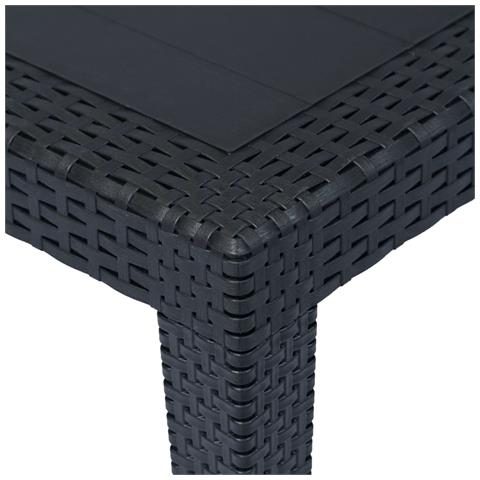 Tavolo Da Giardino Antracite 150x90x72 Cm Plastica Stile Rattan - Foto 2