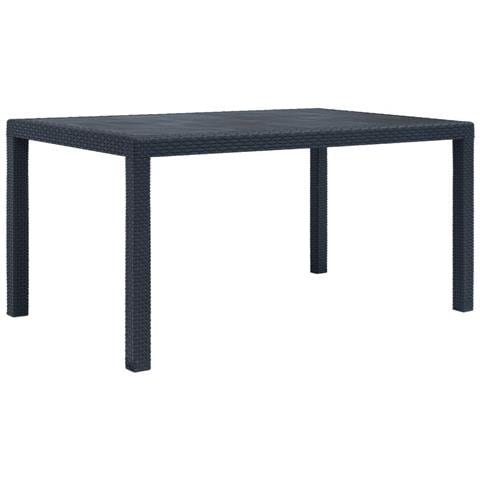 Tavolo Da Giardino Antracite 150x90x72 Cm Plastica Stile Rattan - Foto 1