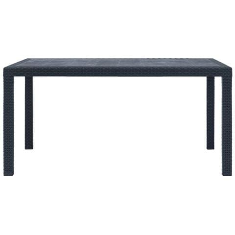 Tavolo Da Giardino Antracite 150x90x72 Cm Plastica Stile Rattan - Foto 5